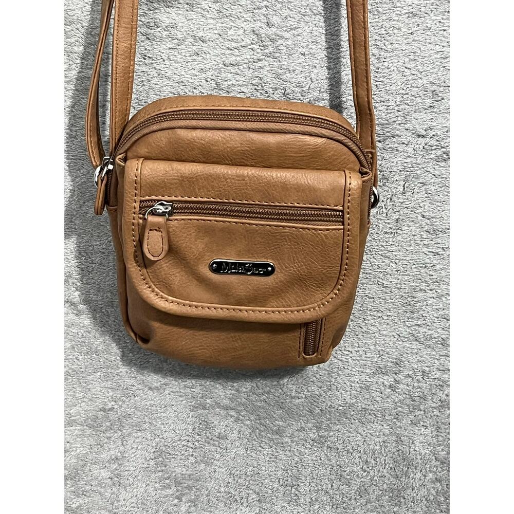 Multisac Crossbody Mini Purse Tan Faux Leather Travel Commuter Minimalist - Picture 2 of 10